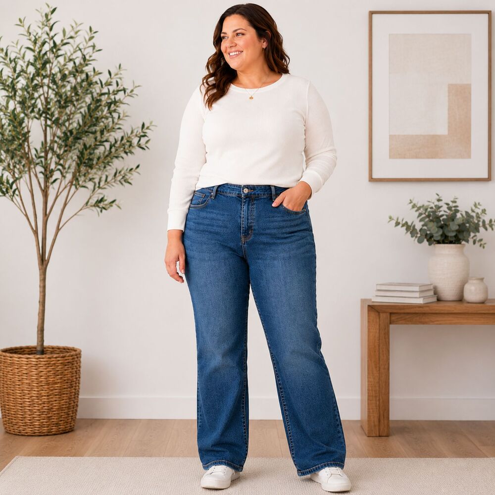 Lee Relaxed Fit Women's Jeans Size 18 Medium Mid Rise Straight Leg Denim 38x27